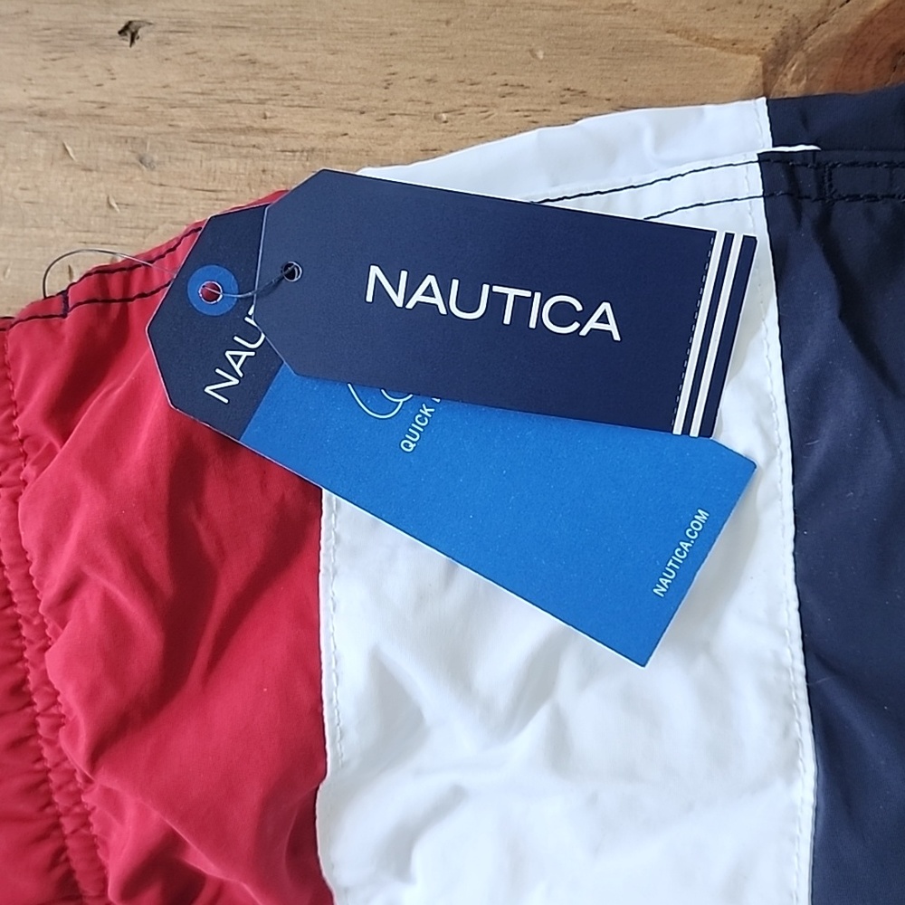 Nautica Men's Swim Trunks - Red, White, & Blue - Picture 2 of 9